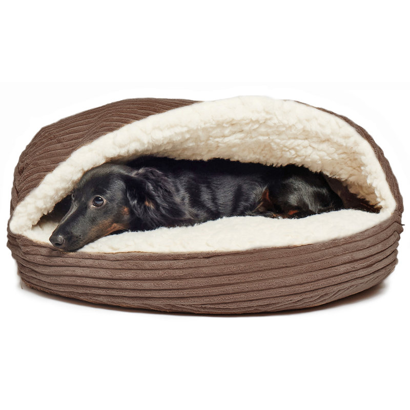 Tucker Murphy Pet™ Burton Corduroy Sherpa Lined Cave Hooded Dog Bed